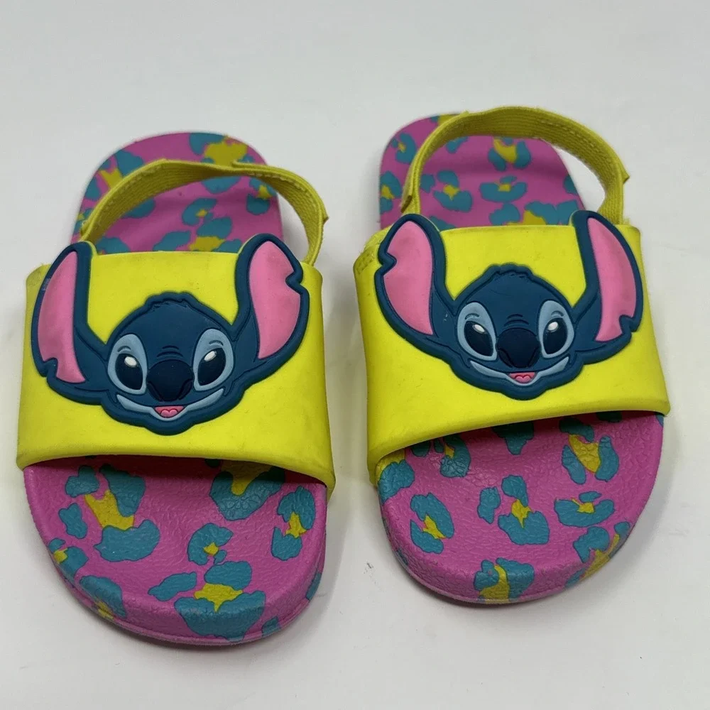 Disney Stitch Beach Sandals - Pink‎ Yellow Blue Leopard - Size Kids 7/8